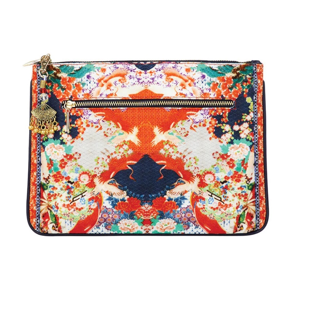 CAMILLA *Geisha Girl* red black Japanese inspired canvas clutch bag pouch sac